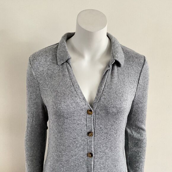 Walter Baker Dress Grey Rhonda Long Sleeve V-neck Button Front M - Picture 8 of 9